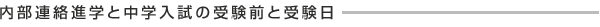 内部連絡進学と中学入試の受験前と受験日